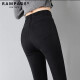 RAMPAGE high-quality pure black high-waisted jeans for women in autumn and winter new elastic slim slimming light luxury versatile pants for women black nine-point [high-quality fabric] 25