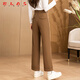 RLAS Brown Straight Down Pants Women's Winter Fashion Small Nine-Point Wide-leg Pants Cold-proof Thickened Duck Down Cotton Pants Navy Blue 27 96-105Jin Jin is equal to 0.5 kg