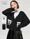 
Aiju Tuchun new age-reducing bow pocket cardigan V-neck sweater knitted jacket women EWZSJ1M702A black 04 155/80A/S
