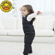 G.DUCKKIDS children's down pants for boys and girls, lined down overalls, thickened baby down pants, baby cotton pants for inner and outer wear, black (chest zipper, crotch closure, detachable crotch) 140cm