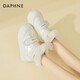 达芙妮（DAPHNE）厚底雪地靴女2025新款秋冬季加绒加厚保暖棉鞋魔术贴毛毛鞋女 米色 35