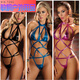 FMSERUIOS European and American PU three-point sexy bikini suit lace-up bra underwear swimsuit waterproof lingerie women S-XXXL green transparent belt T-pants + bra