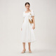 Fans Lane French romantic bow design dress 2024 summer new square neck skirt 12392 white XL