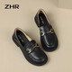 Zhr Single Shoes, Jurchen Cowhide British Handers Fashion Fashion Women Dos Wear Casual Women's Shoes Bt38 Negro 39