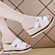 Woodpecker high heel sandals for women 2025 summer new slippers for women wearing high-value wedge non-slip sandals white 37