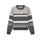 Sketch men's autumn and winter new casual loose sweater striped round neck pullover college retro design trendy top 098 black and gray combination S
