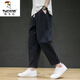 
Woodpecker (TUCANO) linen pants for men summer cotton linen thin loose wide-leg pants cotton linen Harun casual pants for men simple cropped pants dark gray L