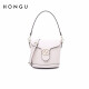 Honggu Women's Bag Bucket Bag Trendy Fashion Cowhide Shoulder Bag Versatile Crossbody Bag Fashion Solid Color Simple Temperament Handbag H5133460 Off-White [Mother's Day Gift]