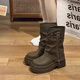 Nine-inch sunny small retro British style thick-soled Martin boots for women early autumn new height-enhancing slim and versatile retro short boots Retro British style Martin boots dark brown 38