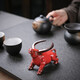 Yuxuan purple sand kiln turned glaze tea pet bullish ornaments tea set filter handmade tea can be played with tea tray ornaments bullish kiln turned red LCX