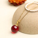 Qixuan beeswax bead clavicle chain chicken oil yellow old honey amber pendant burgundy blood amber clavicle necklace women's neck chain pendant 20mm red blood amber bead pendant + black leather rope
