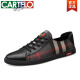 CARTELO autumn breathable leather shoes plaid shoes European station trendy shoes Korean version canvas shoes small size fashion casual shoes men's shoes 11968 black 40