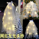 Bai Qixin's luminous veil, the bride's marriage proposal, Internet celebrity's super fairy double-layer tassel bow headdress, photo props, double-layer luminous veil, warm lamp + pearls
