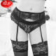 LangSha sexy black lace garters long knee-length ultra-thin hollow European and American stockings non-slip large size stocking clip three-piece set 02 style burgundy [S size]