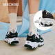 SKECHERS CLASSIC RETRO Diamond Panda Schuhe Freizeitschuhe Frauen dicker Sohle erhöhte weiße Schuhe 12241 Schwarz/Weiß/Bkw 39