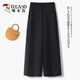 Pant de pics de pic pour les pantalons d'été pour femmes, petite petite personne avec une taille haute tombant et un pantalon de pincement droit de printemps et d'automne 9923 # Black XL 29 [116-125jin [Jin est égal à 0,5 kg]]]