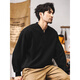 Zeken American retro heavyweight velvet sweatshirt men's trendy Henry collar half cardigan jacket men's autumn and winter casual long-sleeved black XL (weight 145-160Jin Jin equals 0.5 kg)