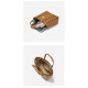 MAGIC KING MK official light luxury bag genuine leather printed mini food basket women's bag handbag crossbody bucket bag shoulder bag cognac color 9071 modified rivet style (top layer cowhide) with PVC