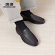 Aokang business casual leather shoes men's cowhide soft sole comfortable slip-on loafers black size 39