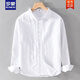
ROMON Spring and Autumn Summer Thin Line Shirt Men's Casual Long Sleeve Shirt Jacket Loose Retro Cotton and Line Cloth Top 9207 Military Green XL