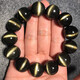 
Natural gold obsidian bracelet curved double cat eyes obsidian men and women cat eyes stone shining stone number 2070 bead diameter 20 mm