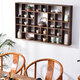 
YWZR Bo Ancient Shelf Solid Wood Chinese Wall-mounted Wall Solid Wood Duobao Pavilion Tea Cup Shelf Teapot Tea Set Storage Wall Heavy-burning Special-shaped 4839 grid Large size