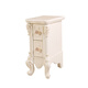 JPhznb European Style Nacht Tisch Europäischer Stil Mini-Nachttisch Einfacher schmaler Speicher kleiner Bettschrank Aufbewahrung Zwei-Pull-Kleinschrank 9865 9871 Elfenbein weiße Silber Zeichnung Ganzes Paket