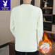 Playboy (PLAYBOY) high quality sweatshirt men's velvet thickened youth color matching loose casual T-shirt men's winter warm base shirt off-white XL recommended 120-135Jin Jin equals 0.5 kg