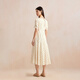 Veromoda Kleid 2024 Frühjahr neue Fünf-Cent-Ärmeln Schlanker Temperament Print Holiday Style S85 White 160/80a/S