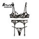 
VRSZEE high-end brand underwear for women with thin embroidered lace bra set on bra tempting underwear bikini black suit 75C