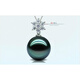 Tahitian black pearl pendant necklace single mother-of-pearl bead snowflake clavicle chain 925 silver 8mm-9mm black
