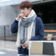 hiwilliam scarf men's winter Korean version versatile simple new men's scarf wool couple style young student scarf female striped gray and white