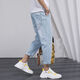 
Zuoyoupin (zuoyoupin) jeans men's cropped pants summer casual straight pants men's fashion boys versatile trendy trousers TC673 light blue L