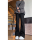 7 high-end products, micro-flare jeans, men's spring and summer style, American retro high street slim and loose straight trousers, men's DFFS-701 black L