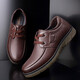 Classic car (WECKER) spring and autumn leather shoes men round toe business casual men shoes beef tendon sole non-slip comfortable cowhide leather middle-aged and elderly dad shoes men LYC9904 brown (lace-up style) 38