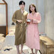 Catman (MiiOW) waffle high-end bathrobe couples solid color nightgown spring and autumn summer universal long-sleeved integrated bathrobe ZBB-2229 black men XL _125-150Jin [Jin equals 0.5 kg]