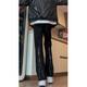 
7 high-quality black side zipper jeans men's summer tall American high street vibe pants casual workwear micro-flare pants DFFS-724 black M