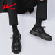Pull back business casual shoes men's low-cut work shoes men's British lace-up leather shoes men 0650 black 42