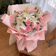 馨仪鲜花速递百合花玫瑰花束生日礼物送女友全国同城配送 19朵粉色康乃馨+6朵白百合混搭花束