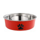 KellyPet stainless steel dog bowl cat bowl non-slip anti-knock pet bowl cat food bowl double bowl medium dog water basin light green footprint S-small 14.3x5.5