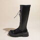 Ershan Ji Temperament Vielseitige lange Stiefel für Frauen, hohe und dünne Ritterstiefel, Reißverschluss gebundene Martin -Stiefel für Frauen, Frühlings- und Herbststiefel 36