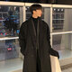 潮西登风衣男中长款春秋装新款双排扣长款过膝外套潮流宽松大码大衣男 黑色 L