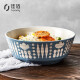 Jiabai Nordic Fashion Tableware Ceramic Bowl Geometric Impression 6-inch Soup Bowl Deep Bowl Instant Noodle Bowl Beef Noodle Bowl Creative Rice Bowl Porridge Bowl Fruit Salad Bowl 2 Pack
