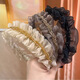 WEISHINI temperament mesh pleated crystal headband high-ceiling girl press hair to show face small hairpin face-washing girl new hair accessories 1# organza crystal headband-black A12-302