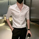 Jasons Camisa blanca hombres de manga corta Summer Seda de seda de seda delgada y hermosa camisa de estilo británico Hombres de moda