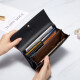 Cnoles cowhide wallet women's long multi-functional clutch retro oil wax leather large capacity coin purse women's gift box card bag birthday gift for wife black