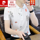 
Pierre cardin summer business casual men's short-sleeved t-shirt lapel striped polo Paul shirt middle-aged and young large-size clothes 7029 sky blue XL
