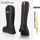 Soogree Regenstiefel für Frauen Erwachsene hohe Röhrchen Regenstiefel modische wasserdichte, rutschfeste Kleidung-resistente Gummischuhe dicker Sohle langer Röhrchen Wasserschuhe Ritterregen Regenstiefel