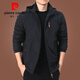 
Pier Cardin 2025 new windbreaker hooded plus velvet jacket men's loose middle-aged men's jacket autumn and winter casual men's clothing D9898 [dark blue] plus velvet XL