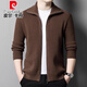 
Pier Cardin wool knitted cardigan men 100% pure wool 2024 autumn and winter thickened casual lapel zipper sweater jacket men tea green L size 170